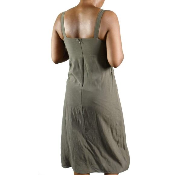 Need Supply Co Dress Green Sundress Olive Army Midi Tie Front Tank Size Medium - Picture 2 of 12